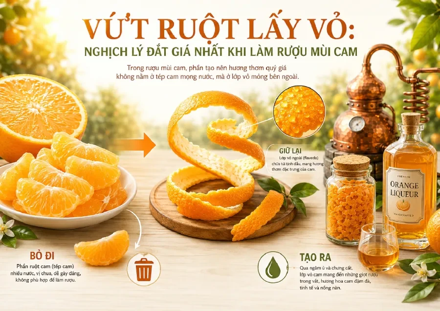 Vứt Ruột Lấy Vỏ: Nghịch Lý Đắt Giá Nhất Khi Làm Rượu Mùi Cam