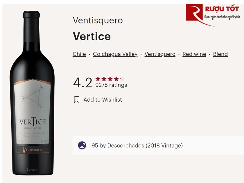 Đánh giá về rượu vang Vertice Ventisquero Carmenere Syrah