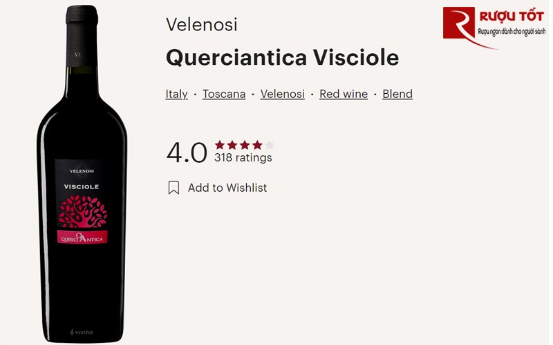 Điểm đánh giá rượu vang Visciole Velenosi trên Vivino
