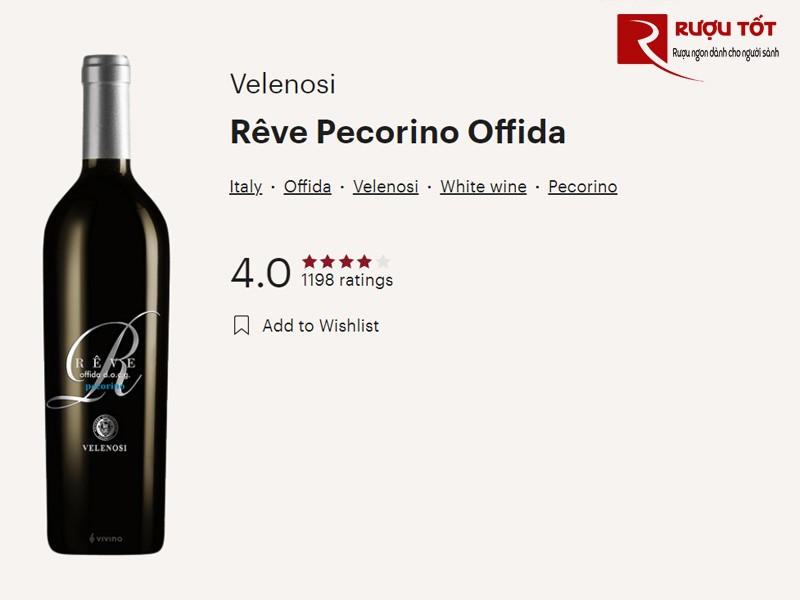 Điểm Vivino của chai vang Rêve Pecorino Offida