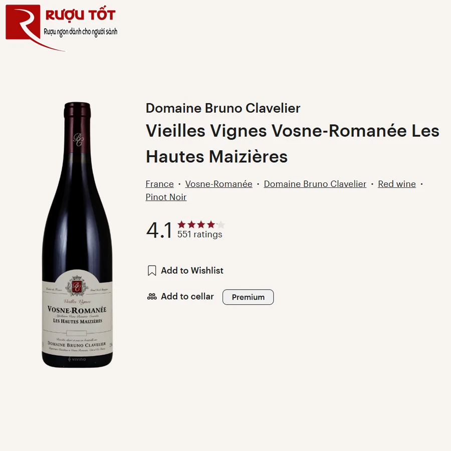 Rượu vang Pháp Vosne Romanee Les Hautes Maizieres