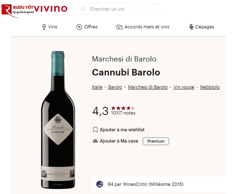Rượu vang Ý Marchesi Di Barolo Cannubi