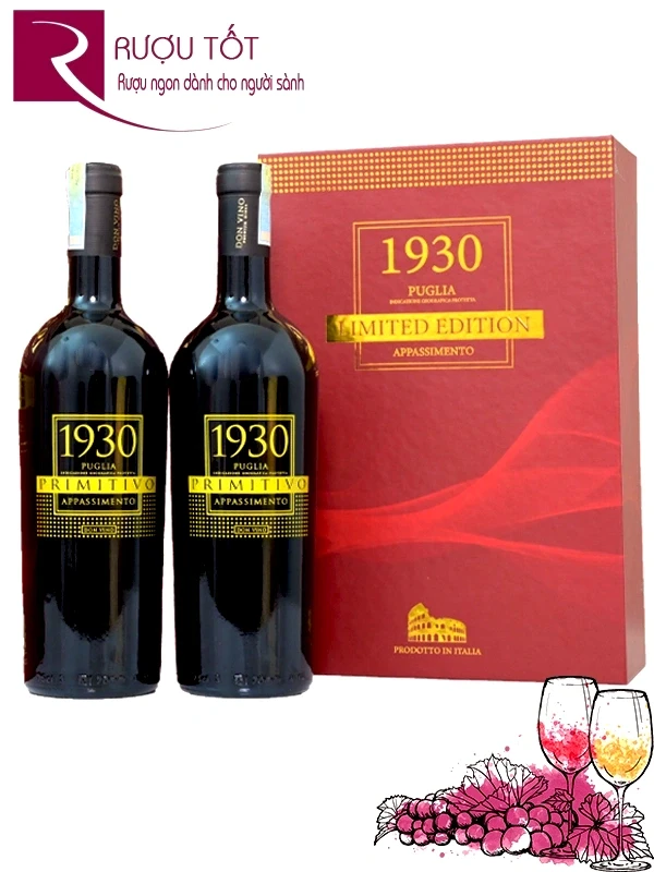 Hộp quà Tết 2 chai rượu vang 1930 Primitivo Appassimento