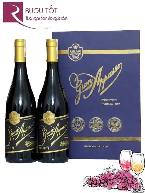 Hộp quà đôi rượu vang Gran Appasso 14 độ