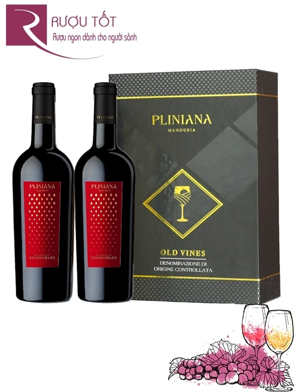 Hộp quà đôi rượu vang Pliniana Negroamaro IGT