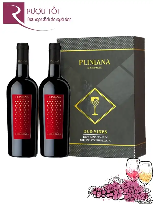 Hộp quà đôi rượu vang Pliniana Negroamaro IGT
