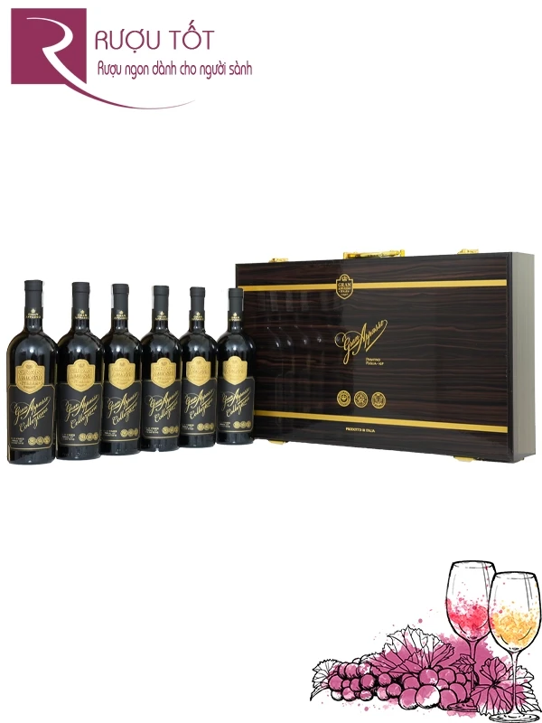 Hộp quà Tết sơn mài sáu rượu vang Gran Appasso 16%