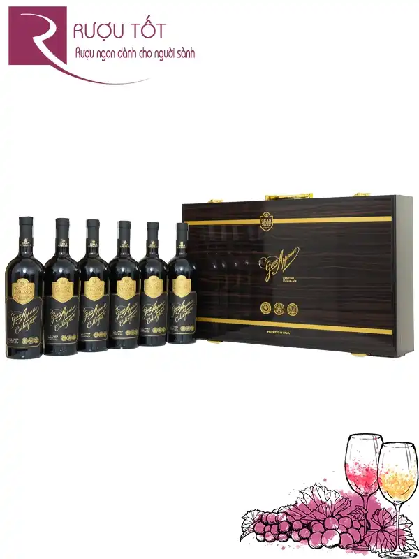 Hộp quà Tết sơn mài sáu rượu vang Gran Appasso 16%
