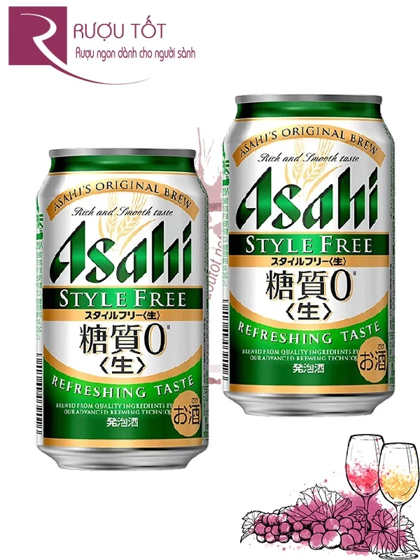 Bia Asahi xanh Style Free 350ml 4%