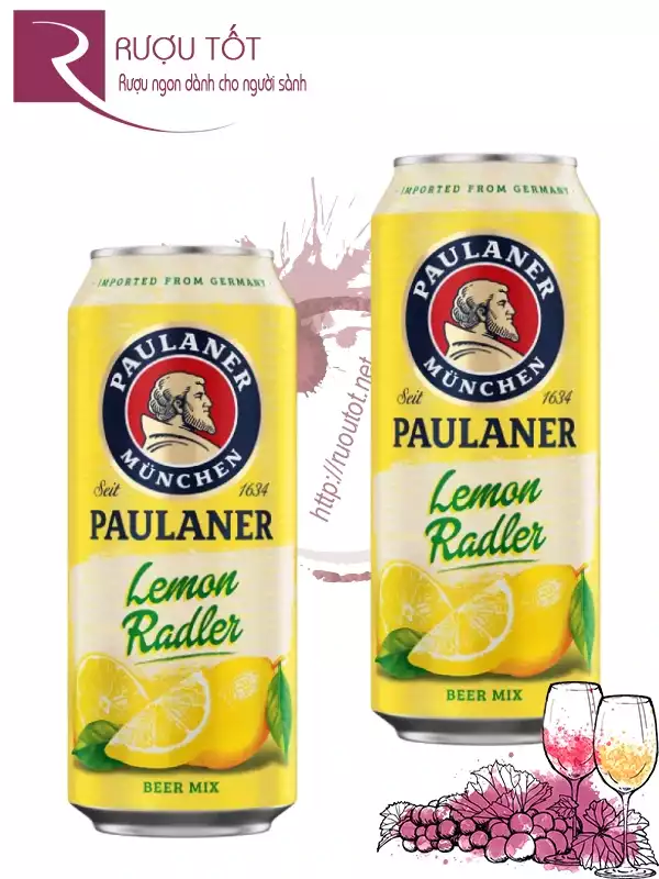 Bia lon Paulaner Lemon 500ml 2,5% Đức
