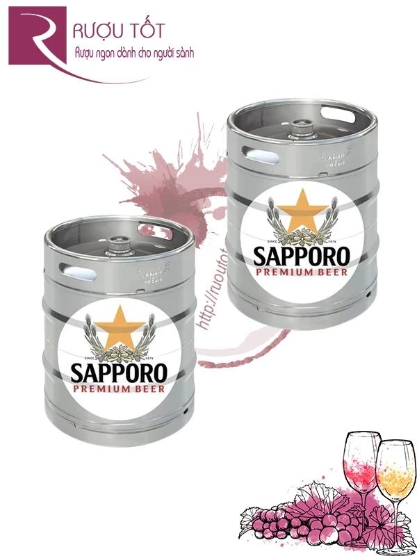 Bia Sapporo tươi bom 20 lít 5% Premium Draught
