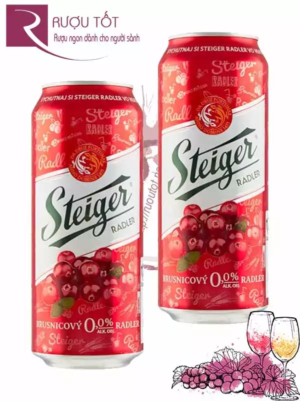 Bia Steiger đỏ 0% lon 500ml nhập khẩu Tiệp