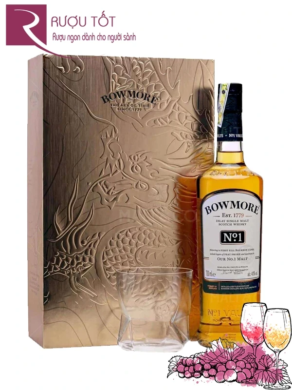 Rượu Bowmore No 1 Hộp quà Tết 2025