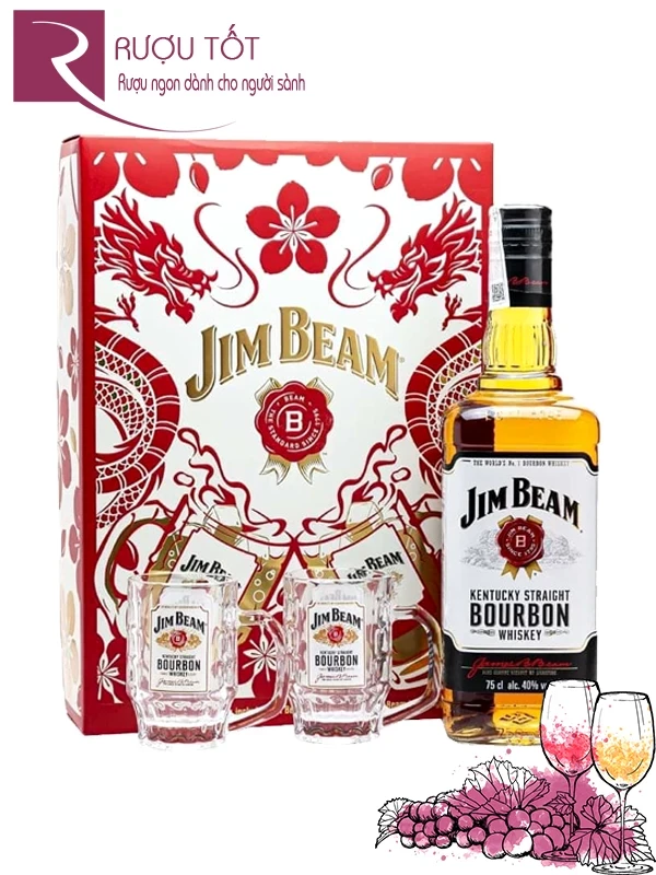 Rượu Jim Beam White Hộp quà 2025