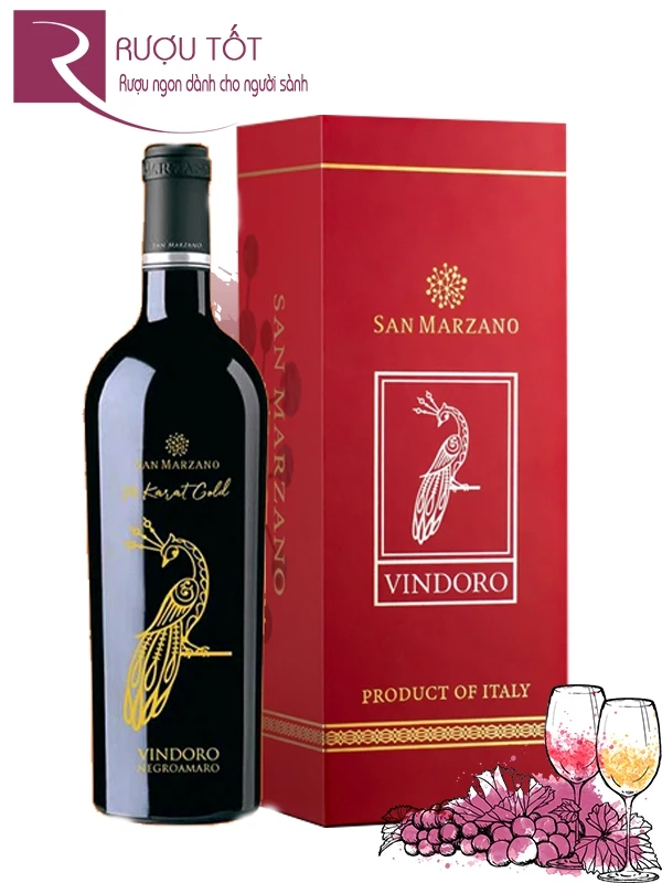 Hộp quà rượu vang Vindoro Gold - Con công vàng