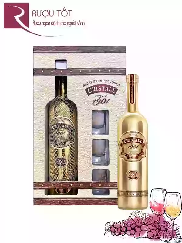 Hộp Quà Tết Rượu Cristall 1901 Vodka