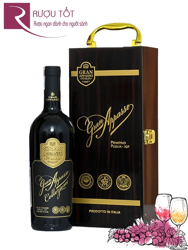 Hộp quà Tết sơn mài rượu vang Gran Appasso 16 độ