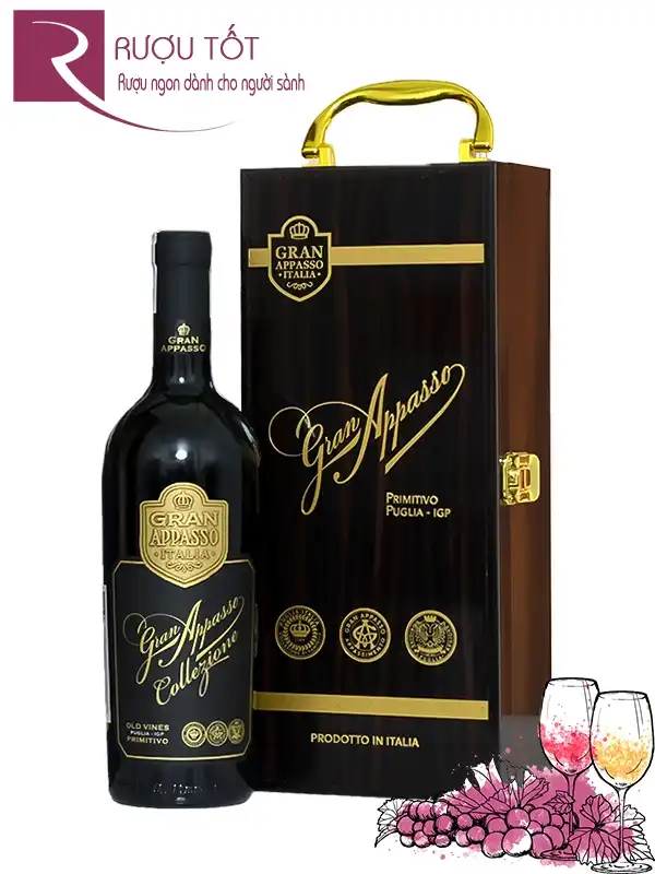 Hộp quà Tết sơn mài rượu vang Gran Appasso 16 độ