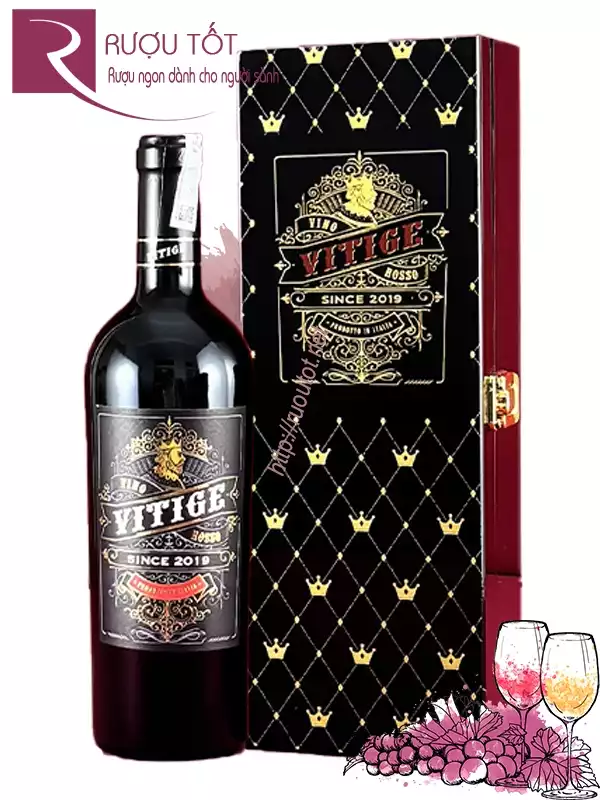 Hộp quà Tết rượu vang Vitige Vino Rosso 15 độ