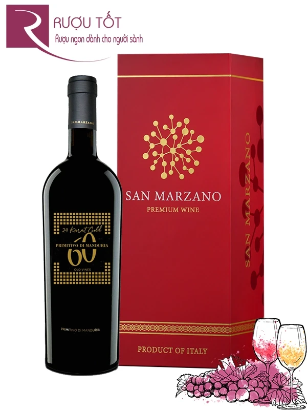 Hộp quà rượu vang 60 Sessantanni 24 Karat Gold