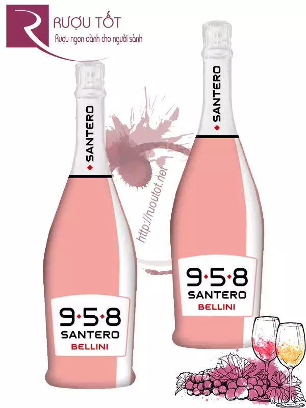 Vang Ý 958 Santero Bellini Analcolico 0% Vị đào