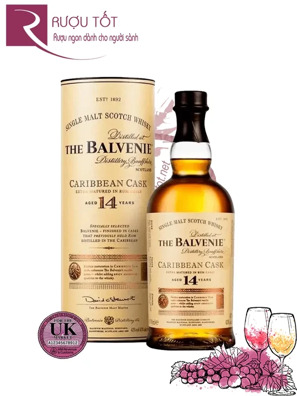 Rượu Balvenie 14 UK Caribbean Cask 43%