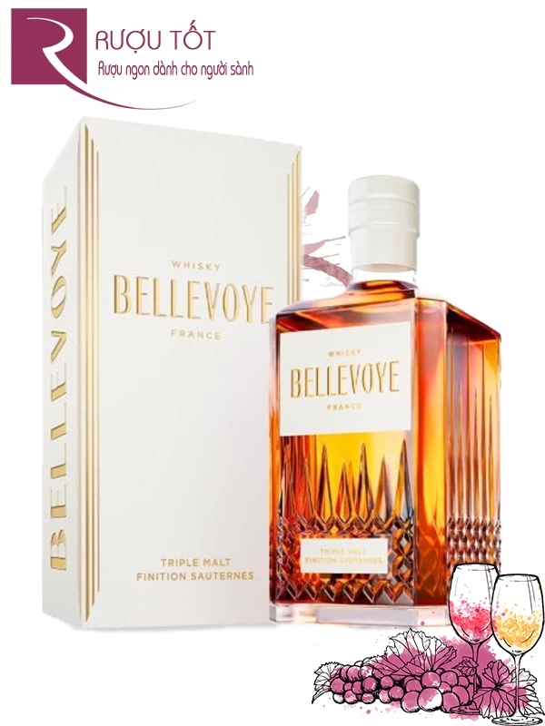 Rượu Bellevoye White Blended Malt Whisky de France 43%