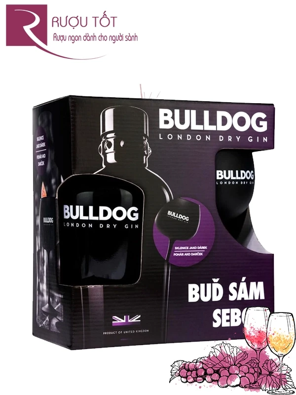 Rượu Bulldog Gift Pack Gin Hộp quà kèm ly