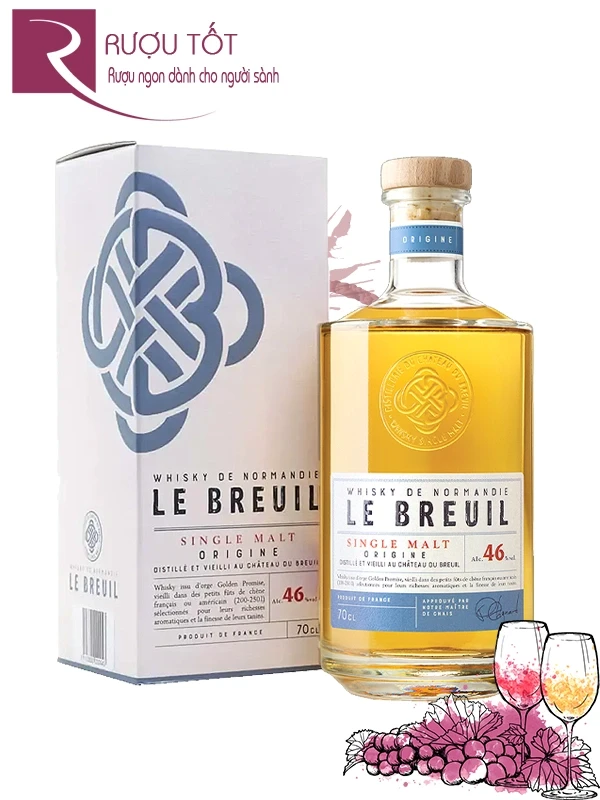 Rượu Le Breuil Origine Single Malt Whisky de Normandien 46%