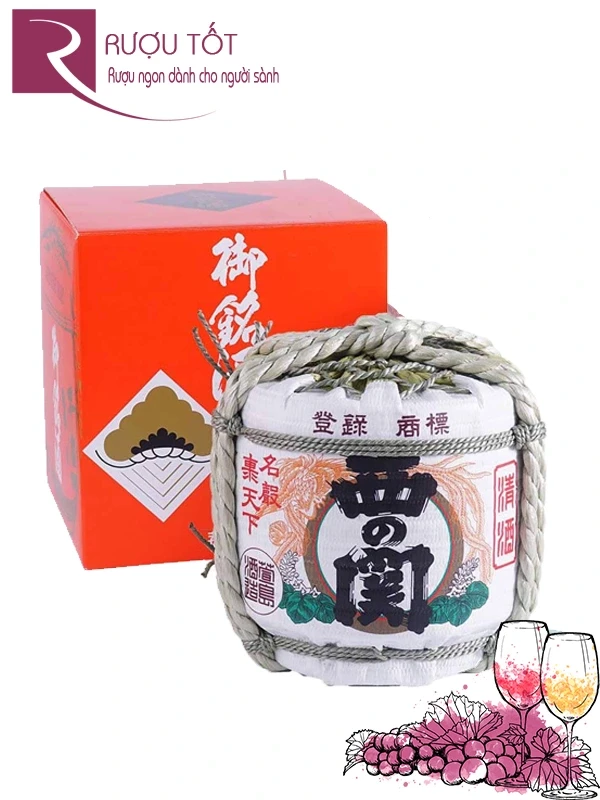 Sake Nishinoseki Hana Barrel – Rượu Sake bình cói 1800ml