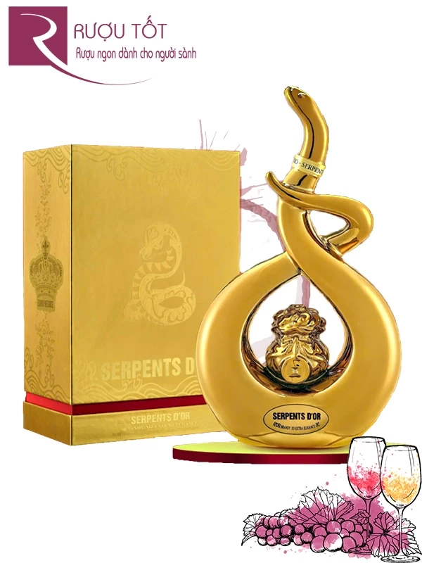 Rượu linh vật Rắn Serpents D'Or Brandy XO Extra