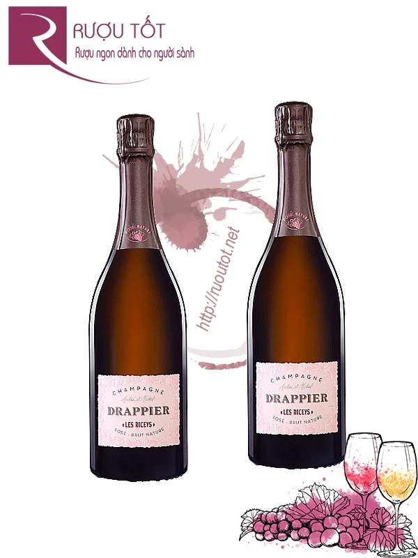 Rượu vang Pháp Champagne Drappier Les Riceys Rose Brut Nature
