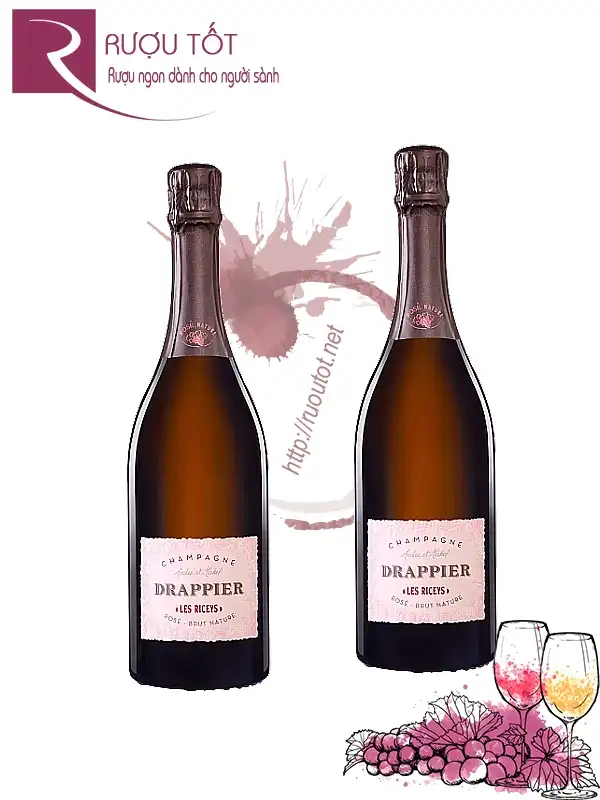 Rượu vang Pháp Champagne Drappier Les Riceys Rose Brut Nature