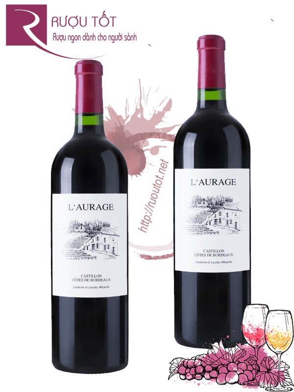 Rượu vang L'Aurage Castillon Cotes de Bordeaux Cao Cấp