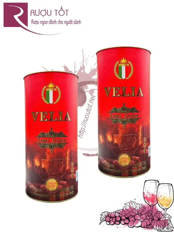 Rượu vang bịch ngọt Velia Semi Dolce 10,5%