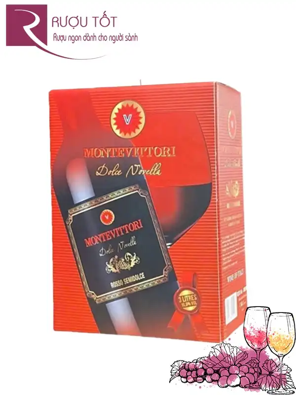 Vang Bịch Montevittori Dolce Novella Rosso Semidolce 3L