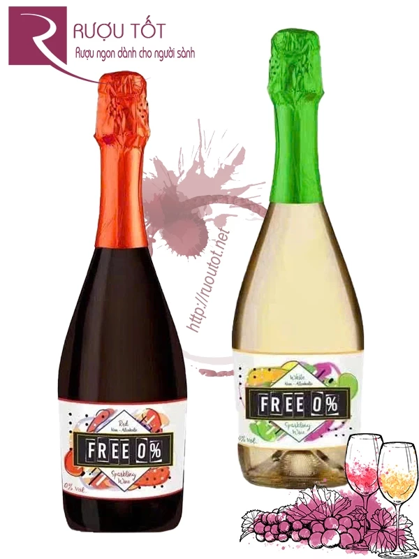 Rượu Vang Không Độ Free 0% Sparkling Red - White