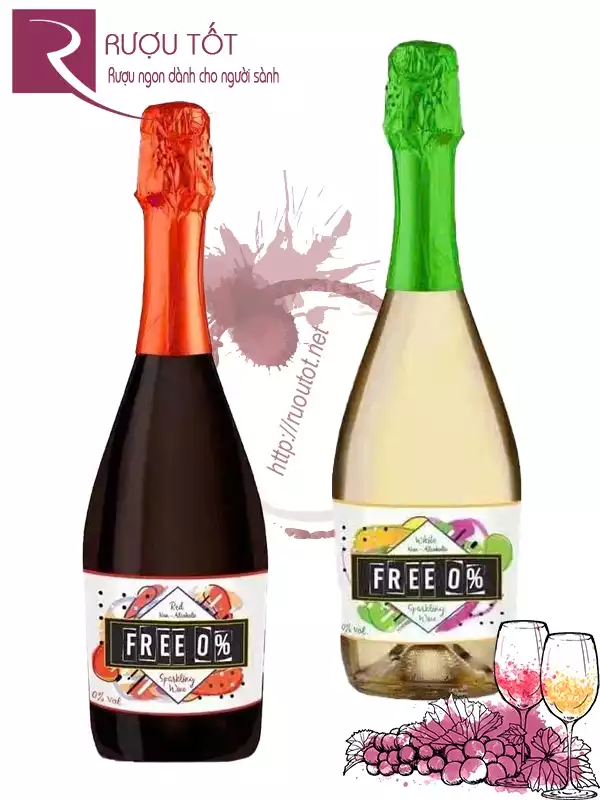 Rượu Vang Không Độ Free 0% Sparkling Red - White