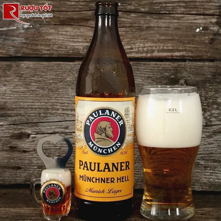 bia paulaner muncher hell chai 500ml 4,9% chinh hang gia tot