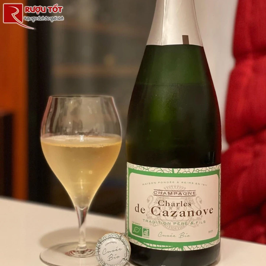 ruou champagne charles de cazanove cuvee bio limited edition