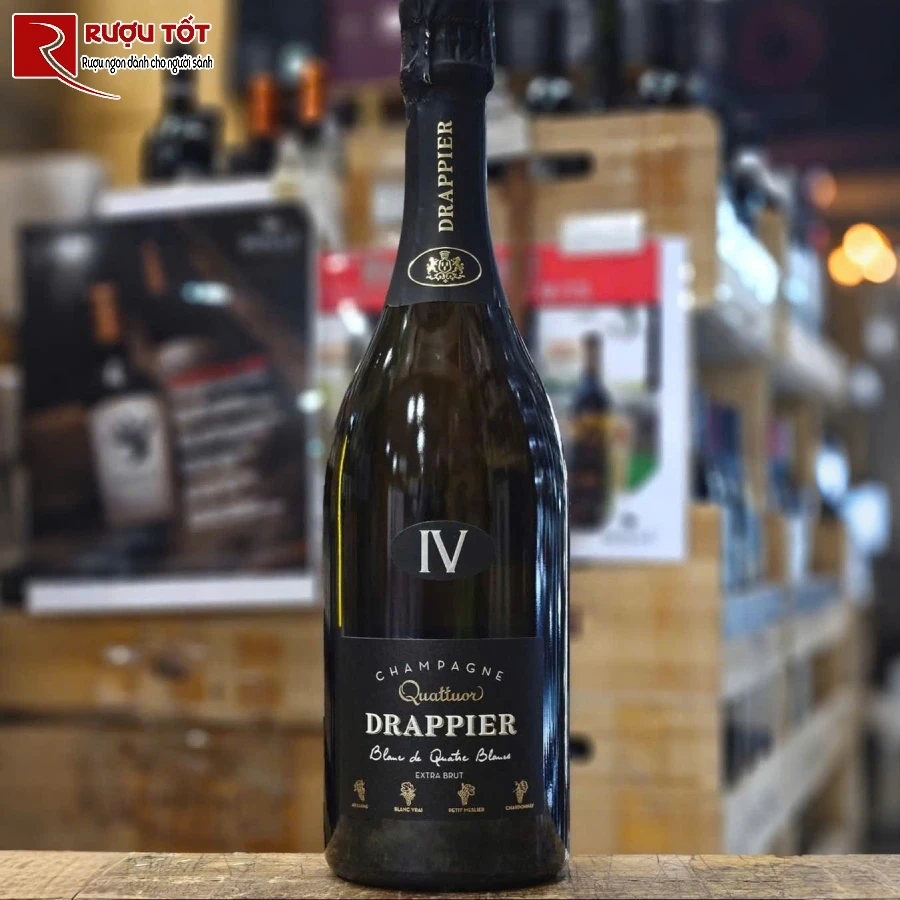 ruou champagne drappier quattuor blanc de quatre blanc 12% 750ml