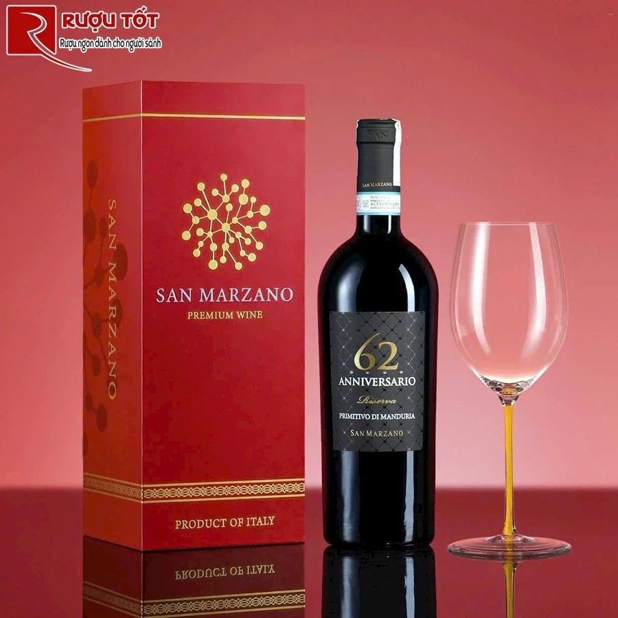Hộp quà 1 chai rượu 62 Anniversario Primitivo