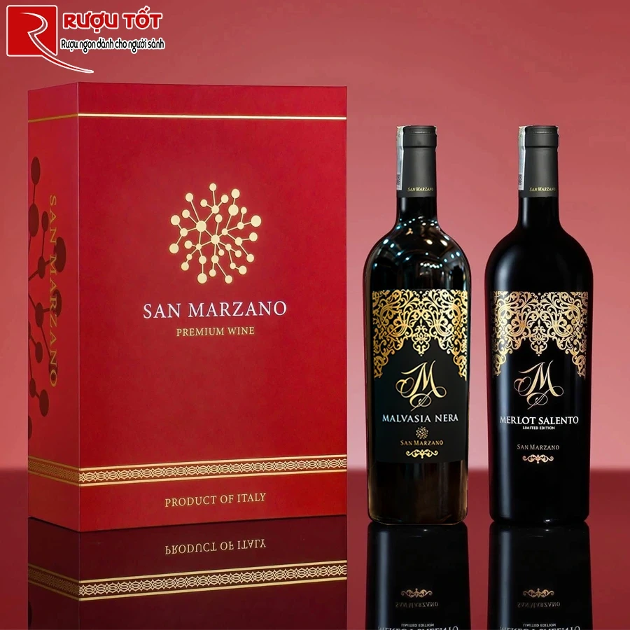 Hộp quà 2 chai rượu vang M