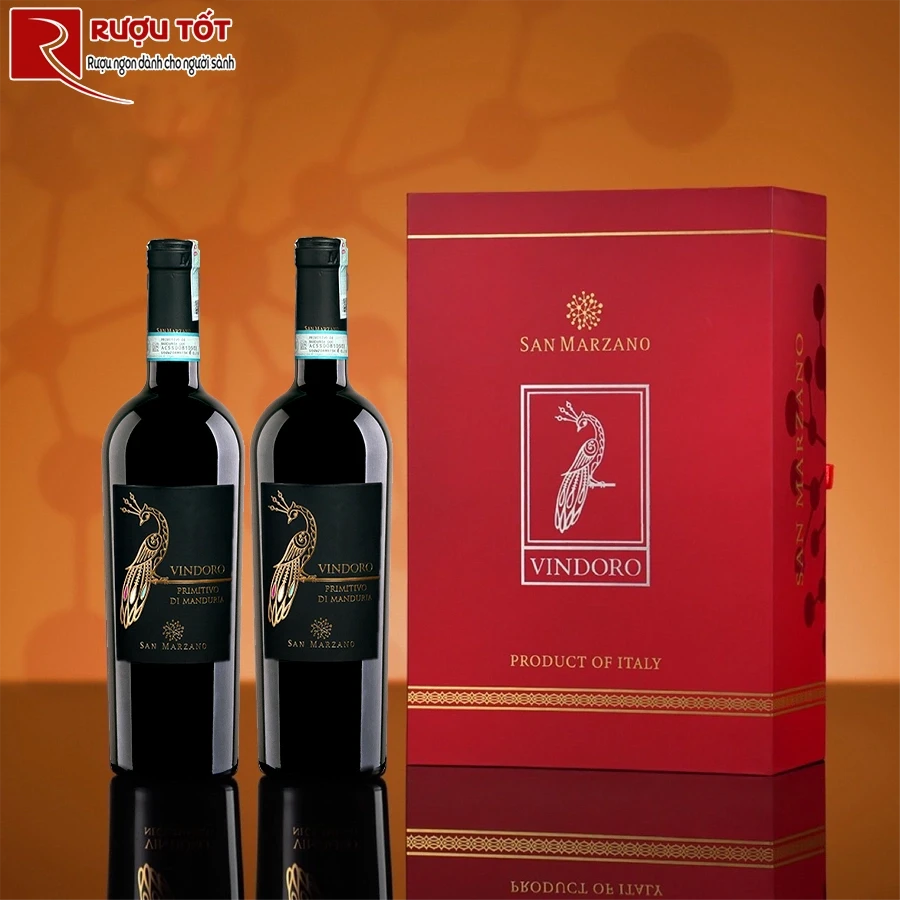 Hộp quà đôi rượu vang Vindoro Primitivo