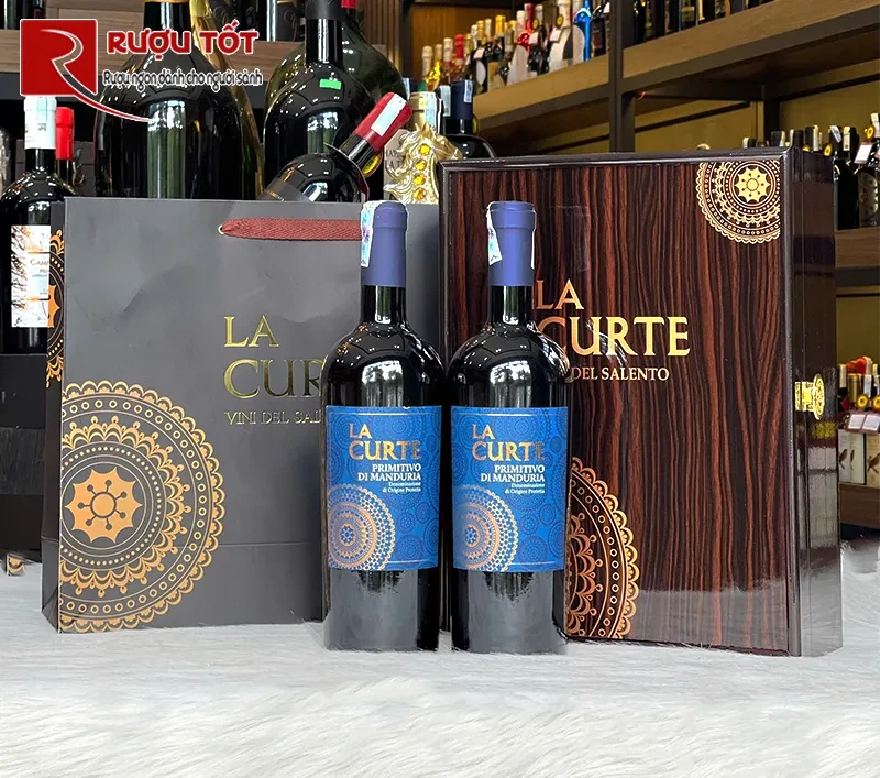 Hộp sơn mài đôi rượu vang La Curte 14,5%