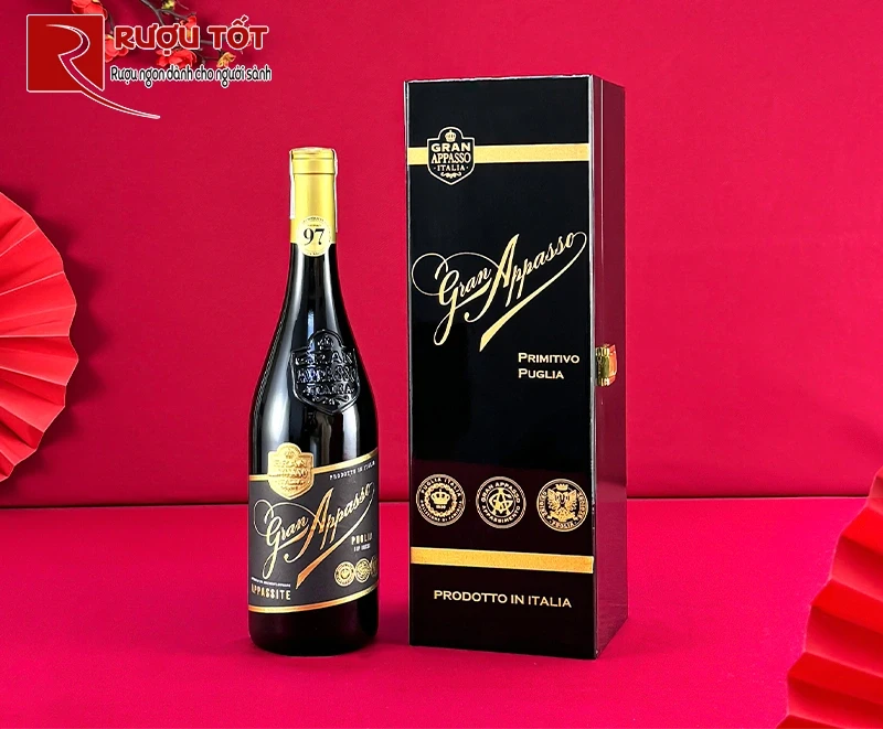 Hộp sơn mài đơn rượu vang Gran Appasso 14,5%