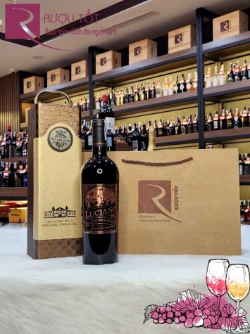Hộp quà rượu vang Luciano nhãn vàng - đỏ - đen Giá rẻ