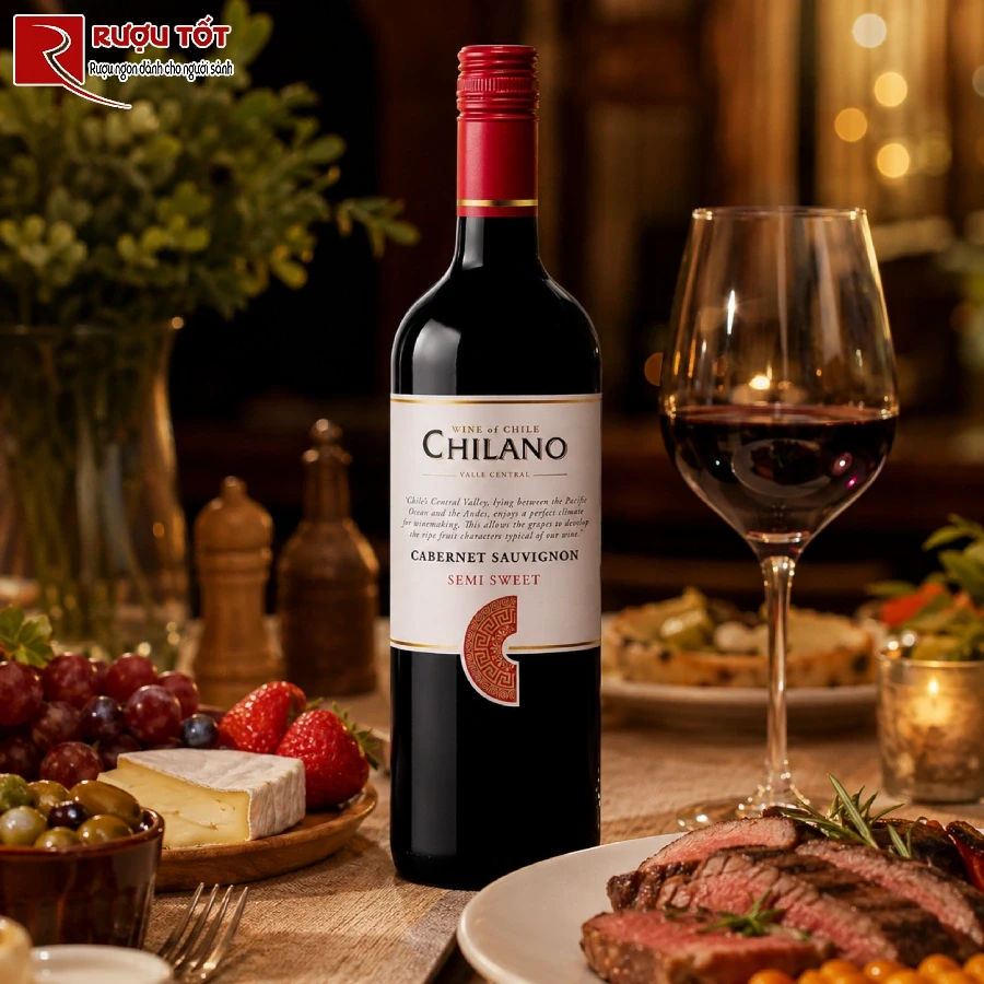 ket hop Vang chile Chilano Cabernet Sauvignon cung mon an