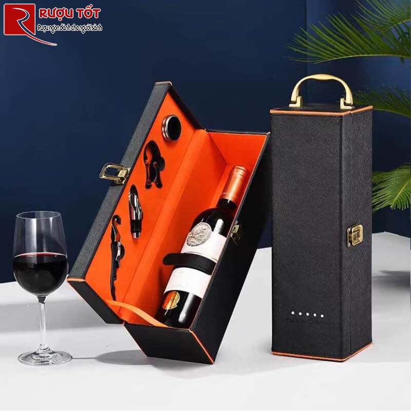 hộp da đơn rượu vang cao cấp
