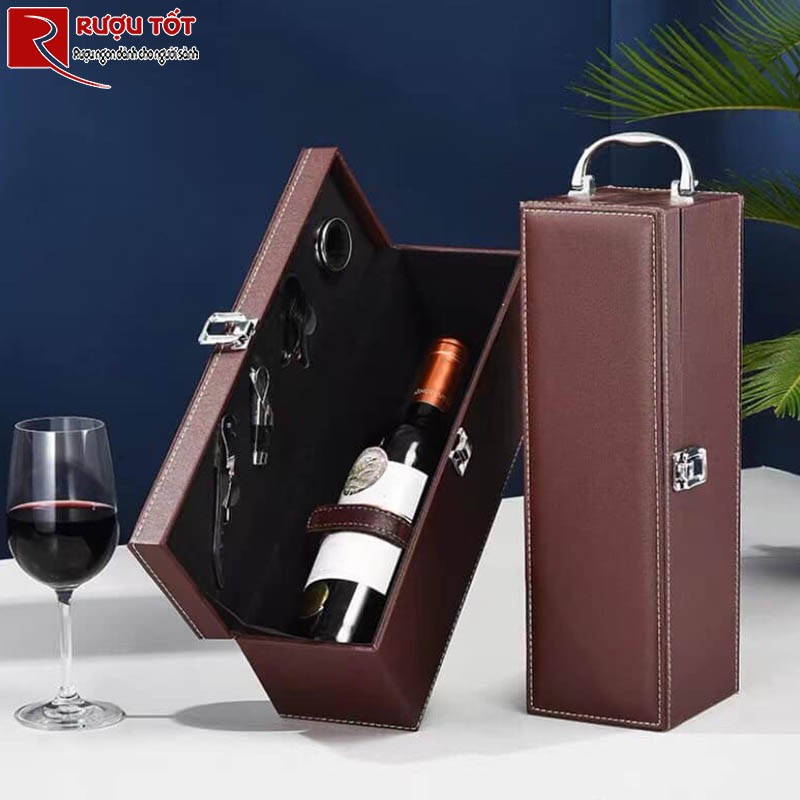 hộp da rượu vang 1 chai